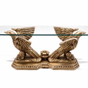 Glass Top table with golden birds